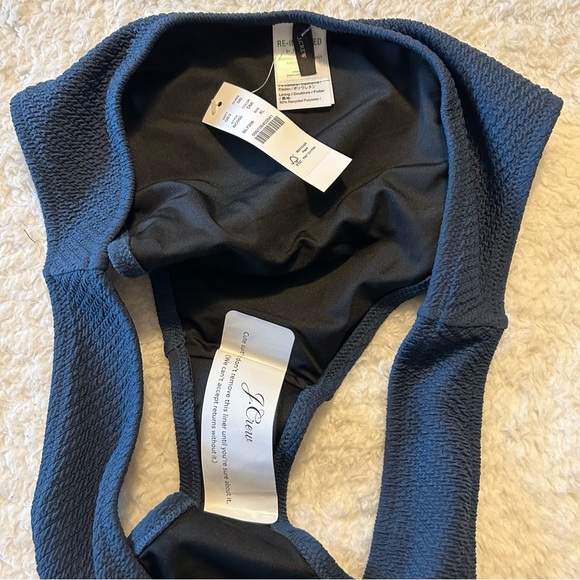 J. Crew Swim Textured High Cut Bikini Bottom Navy Size XL NWT - Picture 3 of 6